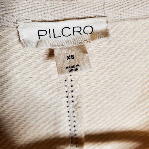 Pilcro Star Patch Ivory & Blue Oversized terrycloth sweatshirt Size XS NWT - Picture 5 of 11